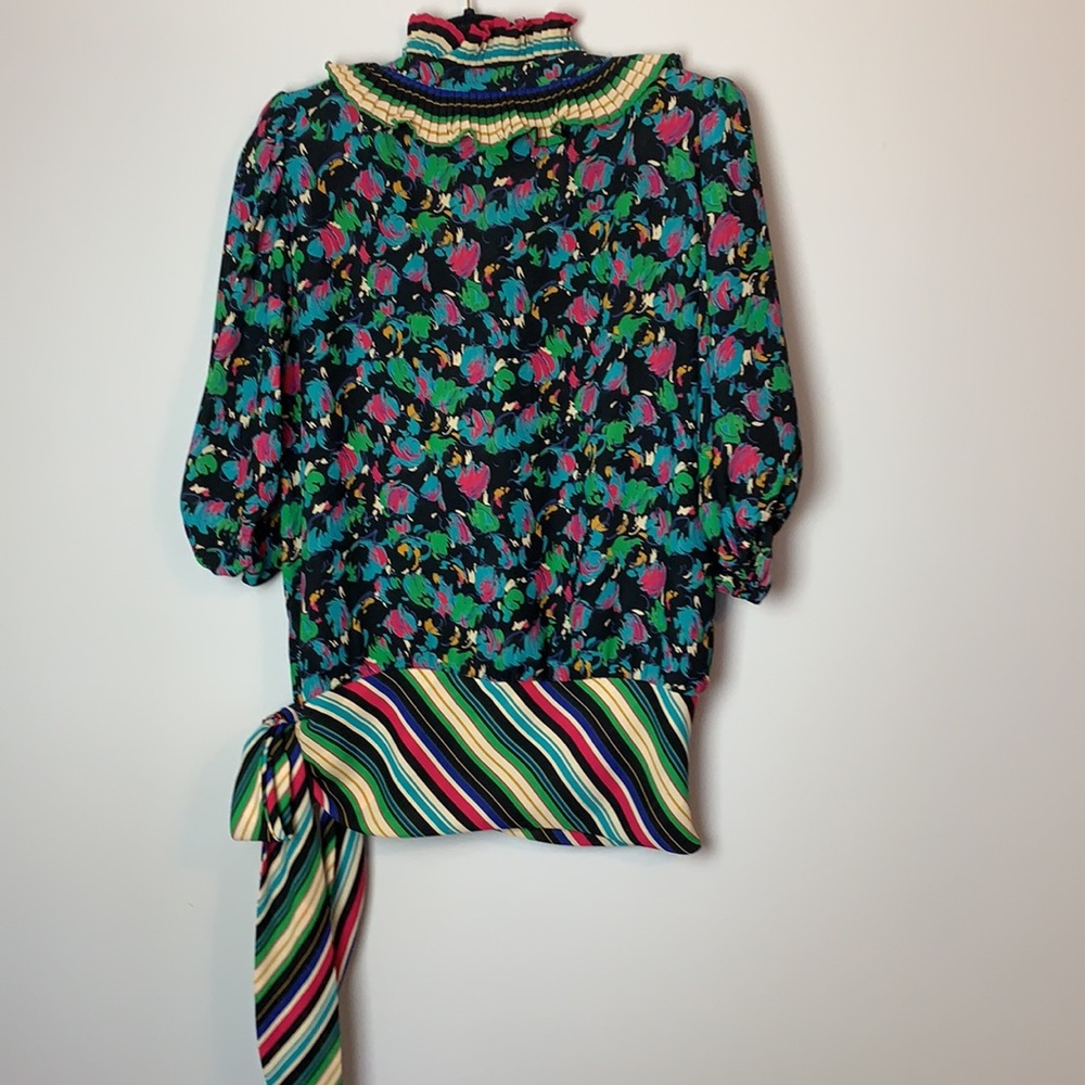 Susan Freis Blouse S Floral Pleated - Picture 5 of 6